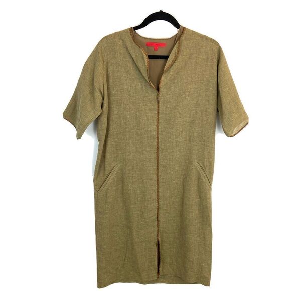 Shamask Shift Dress Women’s Size 0 100% Linen Silk Lining Textured W/ Pockets - Picture 1 of 6